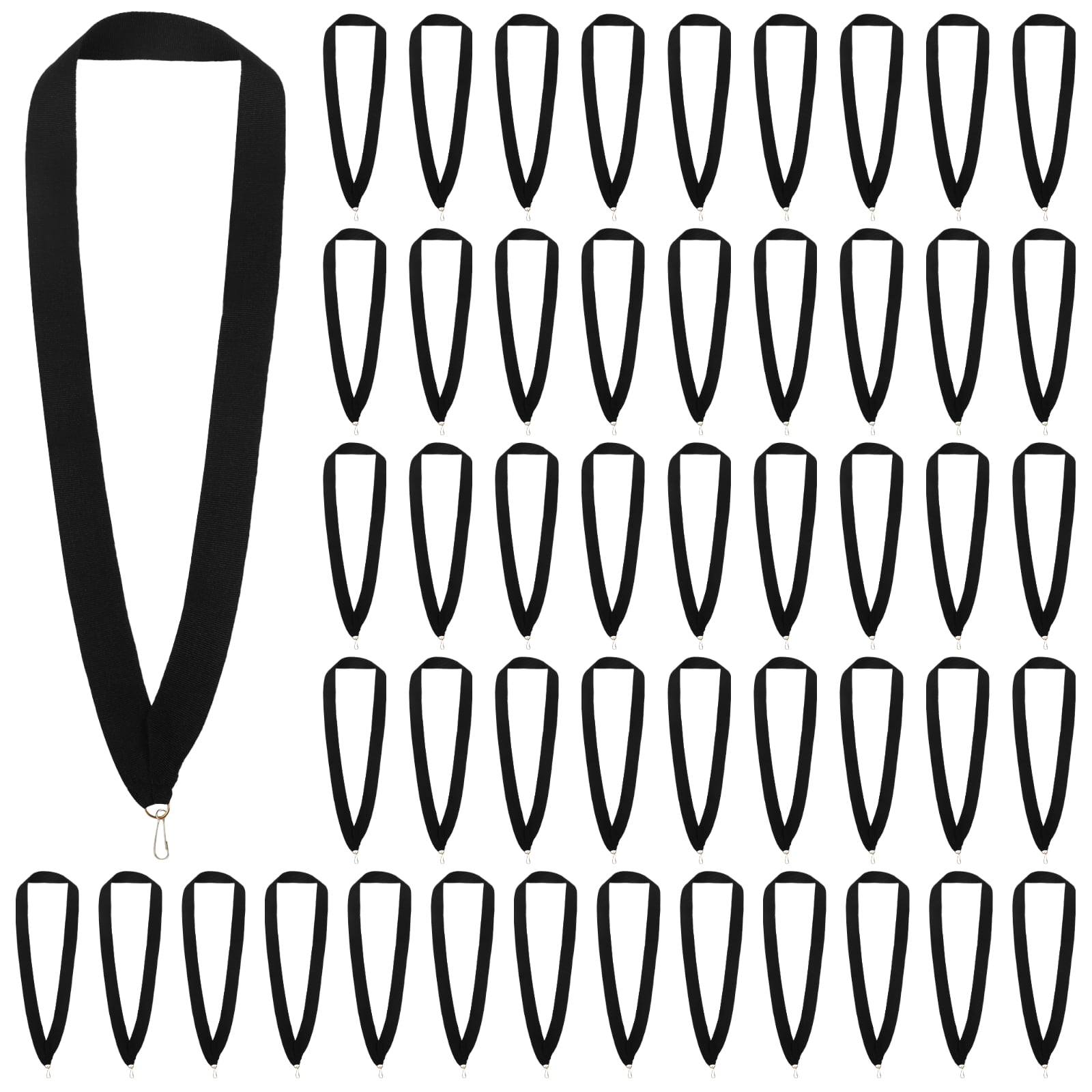 100 PCS Medal Ribbons with Metal Clips, Black Polyester Award Ribbons, Ideal for 1st 2nd 3rd Place Medals, Competitions, Sports Events, Parties