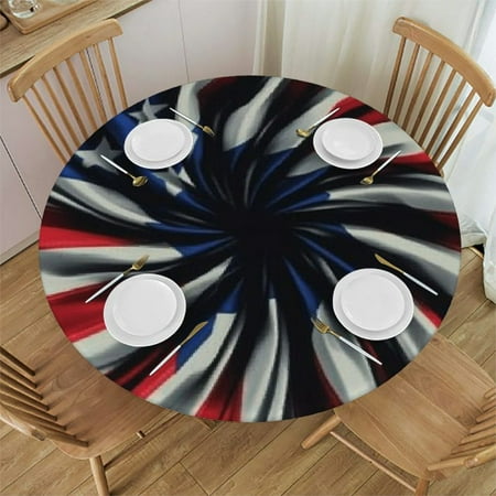 

PHYHOO Vintage American Flag Sunflower Round Fitted Tablecloth with Elastic Protector Table Cloth Kitchen Dinner Waterproof Oil-Proof Table Covers 46 -50