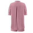 thumbnail image 5 of GILIGEGE Linen Sets for Women 2 Piece Summer Women's Spring and Summer Short Sleeve Shorts Solid Color Cotton Linen Thin Shirt Button Suit Lounge Beach Vacation Two Piece Outfits Tracksuits Pink 3Xl, 5 of 5