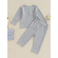 thumbnail image 4 of Bagilaanoe 2pcs Baby Boys Girls Clothing Sets Toddler Long Sleeve Ribbed Tops + Pants 3M 6M 12M 18M 24M 3T Kids Fall Casual Outfits, 4 of 9