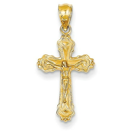 14k Yellow Gold Small Crucifix Charm (1in long x 0.5in wide)