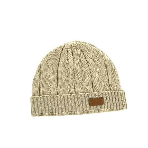 Cuffed Beanie Unisex Khaki Thick and Warm Knit Winter Hat Skull Cap by Back 40