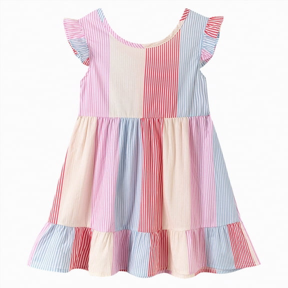 HCNTES Toddler Girls Baby Summer Floral Dress Short Sleeve Casual Party Dress for Little Children Big Kids 2T 3T 4T 5T 6T 7T(7-8 Years,D01-Multicolour)