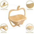 thumbnail image 2 of Bamboo Foldable Fruit Bowl Large Apple Shape Kitchen Counter Decor Natural Wood Design, 2 of 5