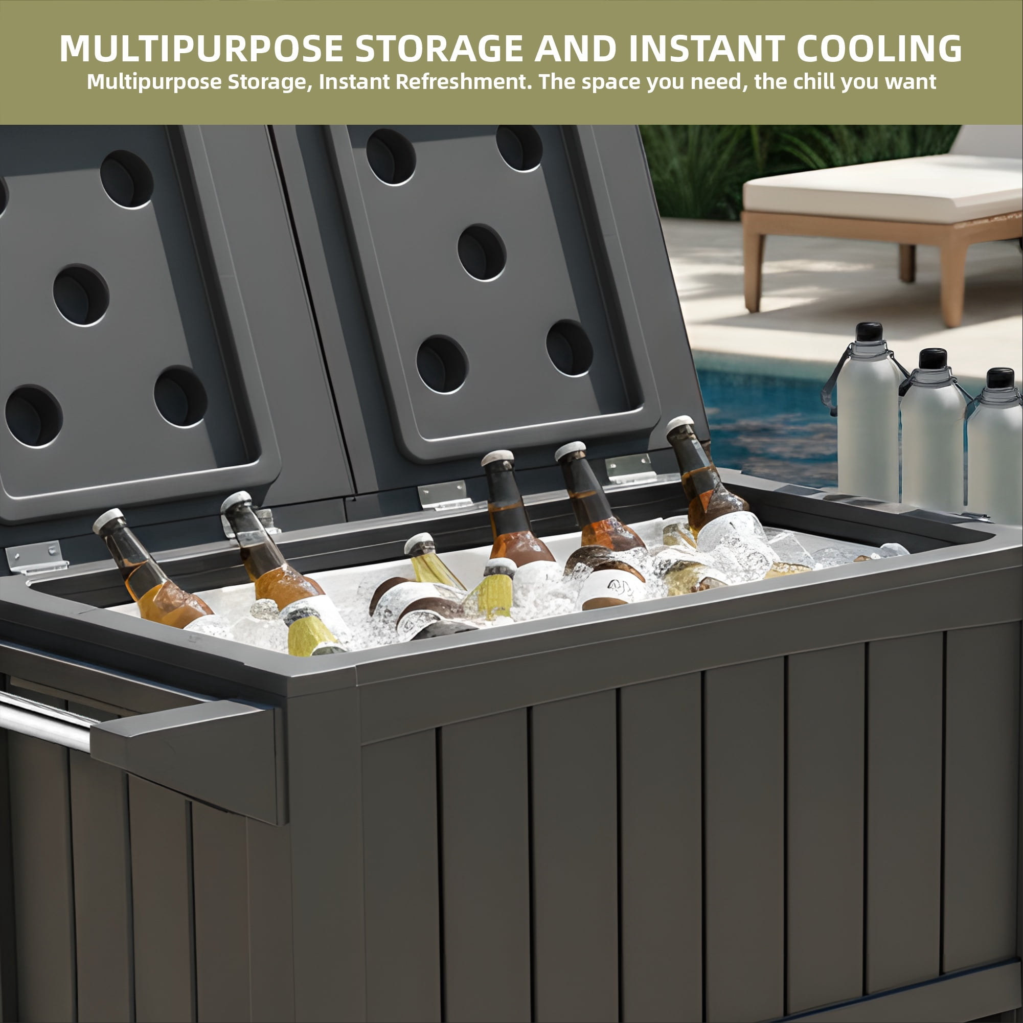 Uforic 85 Quart Rolling Cooler with Wheels, Portable Outdoor Ice Chest with Bottle Opener & Drainage, Black Beverage Cart for Pool Deck, Party, BBQ & Cookouts