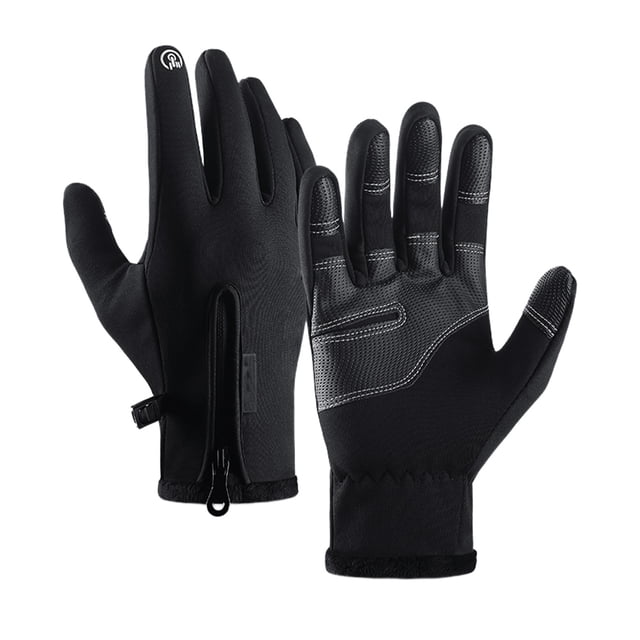 Guantes cálidos unisex Guantes de bicicleta impermeables para correr Esquí Ciclismo (Negro L)