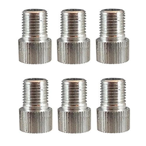 Set of 6 Presta to Schrader Valve Bicycle Adapters 8 Colors (silver
