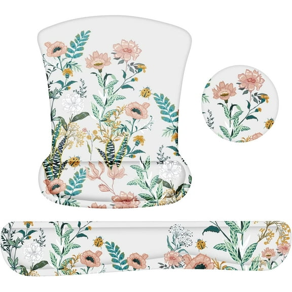 Mosiso Wrist Rest Support for Mouse Pad&Keyboard Set Home/Office Pain Relief&Easy Typing Cushion , Ergonomic Mousepad&Coaster Non-Slip Base with Neoprene Cloth&Raised Memory Foam