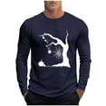 thumbnail image 2 of Zylanna Men's Long Sleeve T-Shirts, Activewear Loose Halloween Print Crew Neck Casual Tops for Men Navy, 2 of 5