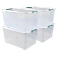 85 Quart Plastic Clear Bins with Lids, Large Plastic Storage Boxes with
