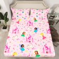 thumbnail image 2 of Homewish Pink Princess Castle Full Size Sheets for Girls, Kawaii Cartoon Unicorn Bed Sheets, Butterfly Rainbow Print Sheet Sets, Super Cozy Room Decor, 4pcs, 2 of 7