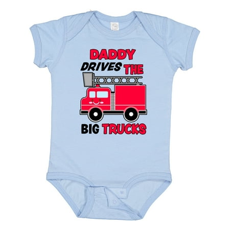 

Inktastic Daddy Drives The Big Trucks with Fire Truck Boys or Girls Baby Bodysuit