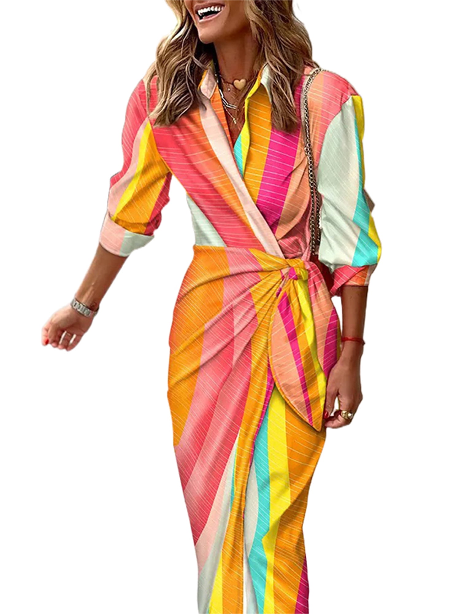 Sexy Dance Robes pour Femmes Imprimé Floral Été Plage Robe d'Été Géométrique Longue Robe Col en V Manche 6 Jaune Orange 3TG