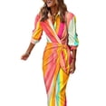 thumbnail image 1 of Sexy Dance Robes pour Femmes Imprimé Floral Été Plage Robe d'Été Géométrique Longue Robe Col en V Manche 6 Jaune Orange 2TG, 1 of 2