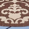 thumbnail image 3 of Safavieh Courtyard Dara Damask Indoor/Outdoor Area Rug, Chocolate/Natural, 7'10" x 7'10" Round, 3 of 9