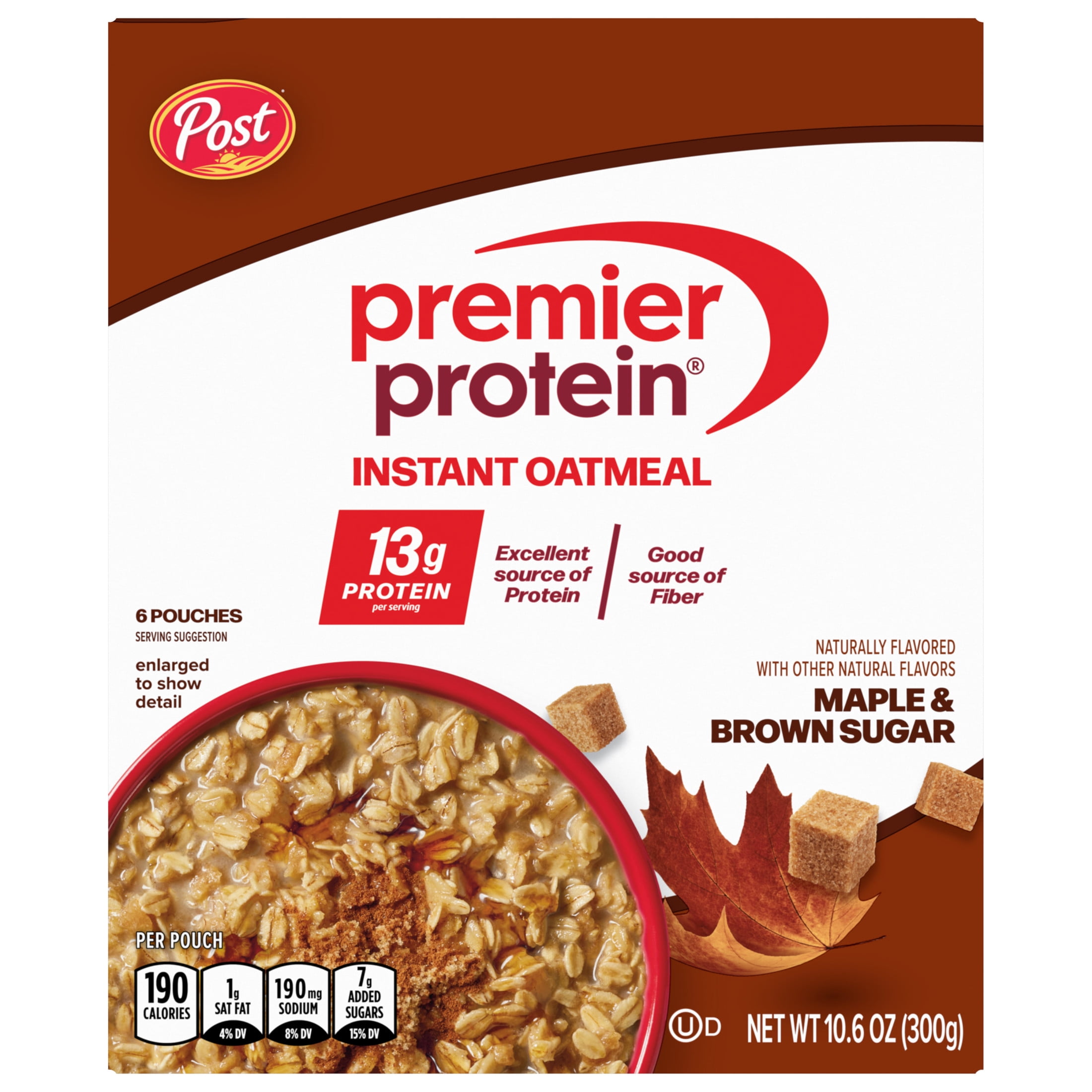 Premier Protein Instant Oatmeal, Maple & Brown Sugar Protein Oatmeal, 1.76 oz, 6 count