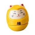 thumbnail image 3 of colcolo Ceramic Lucky Cat Figurine Tumbler Doll Adorable Accessories 1.4x1.4x1.5inch Yellow, 3 of 8