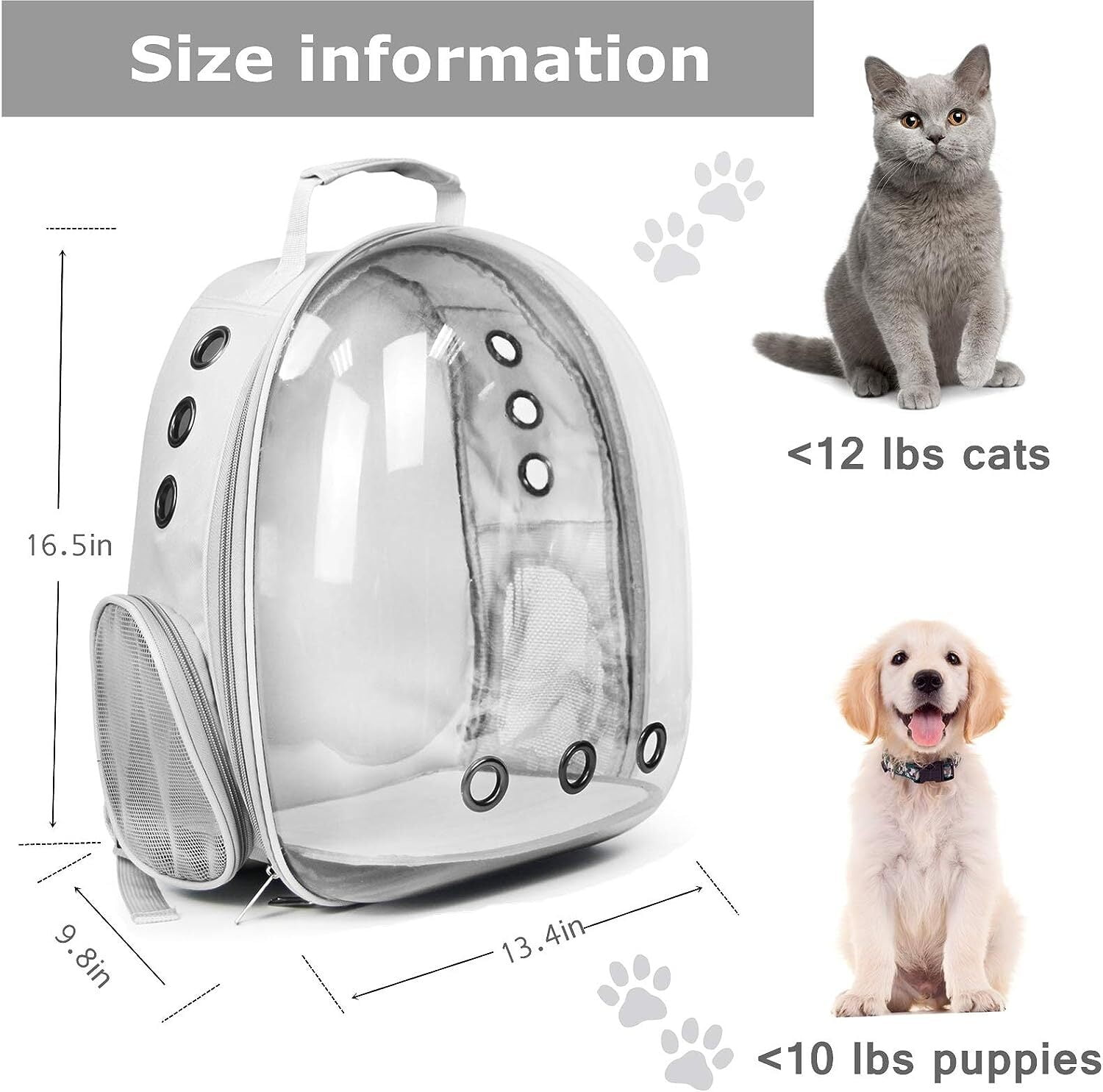 Bubble Carrying Bag for Small Medium dogs Cats, Space Capsule Pet Hiking backpack, Airline Approved Travel carrier - Pink