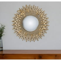 HomeRoots 485007 27 in. Gold Sunburst Iron Framed Accent Mirror