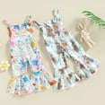 thumbnail image 6 of Douhoow Toddler Girls Easter Jumpsuit Baby Bell Bottoms Bunny Print Sleeveless Overalls, 6 of 6