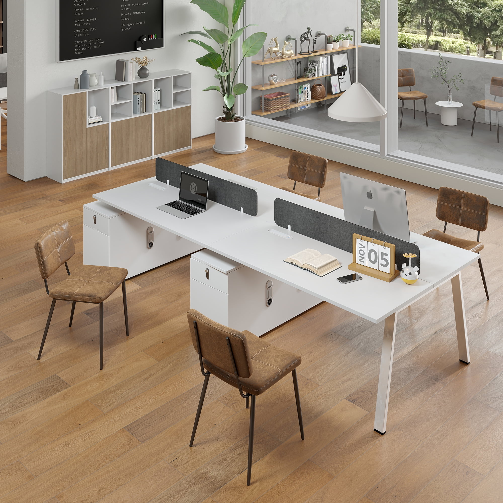 Homy Casa Lot de 4 chaises de bureau avec assise en simili-suède souple, sans accoudoirs, pour le bureau à domicile