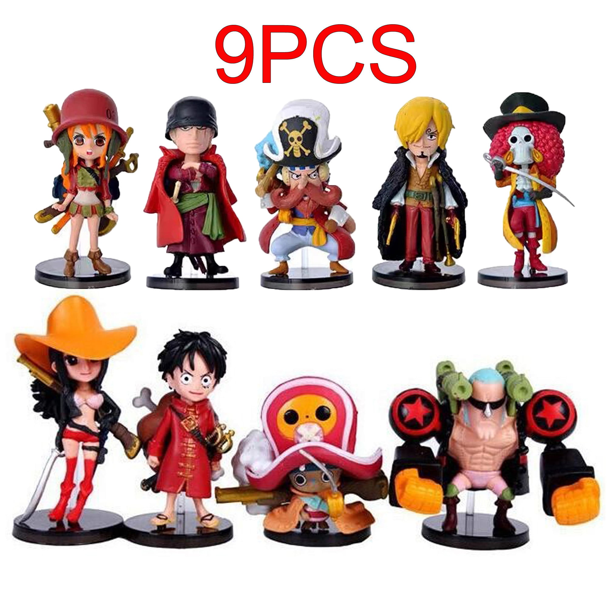 9pcs Full Set Anime One Piece Mini Action Figures Toys Cute Collection of Dolls 