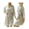 thumbnail image 1 of Biekopu Women Silk Robes Lace Trim Short Satin Sleepwear 3/4 Sleeve V-Neck Dressing Gown Bathrobe Nightwear with Belt, 1 of 6