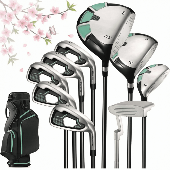Naipo Golf Club Set 9 Piece Complete Golf Set for Right Handed with Stand Bag and 3 Bonus Head Covers