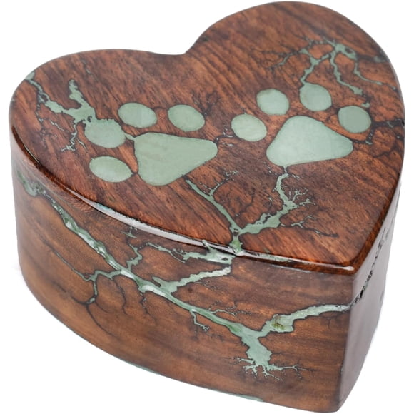 CRAFT INDIA Urnes de Crémation en Bois pour Animaux / Mini Urnes Souvenirs en Forme de Cœur Faites à la Main