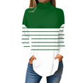 thumbnail image 2 of Topvent Tee Shirts For Women Fall Casual Long Sleeve Shirts Sweatshirt Stripe Printed High Neck Top Pullover, 2 of 5