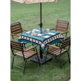 thumbnail image 3 of Outdoor Tablecloth with Umbrella Hole and Zipper, Blue Anchor Square Table Cloth 60x60 Inch Waterproof Tablecloth, Nautical Summer Beach Coastal Ocean Art Picnic Table Cover for Patio Camping, 3 of 7