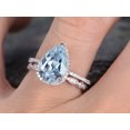 thumbnail image 2 of HeartsAndYou 2.7ct Natural Blue Aquamarine Bridal Set Stylish Band 100% 14k SOLID White Gold, 2 of 9
