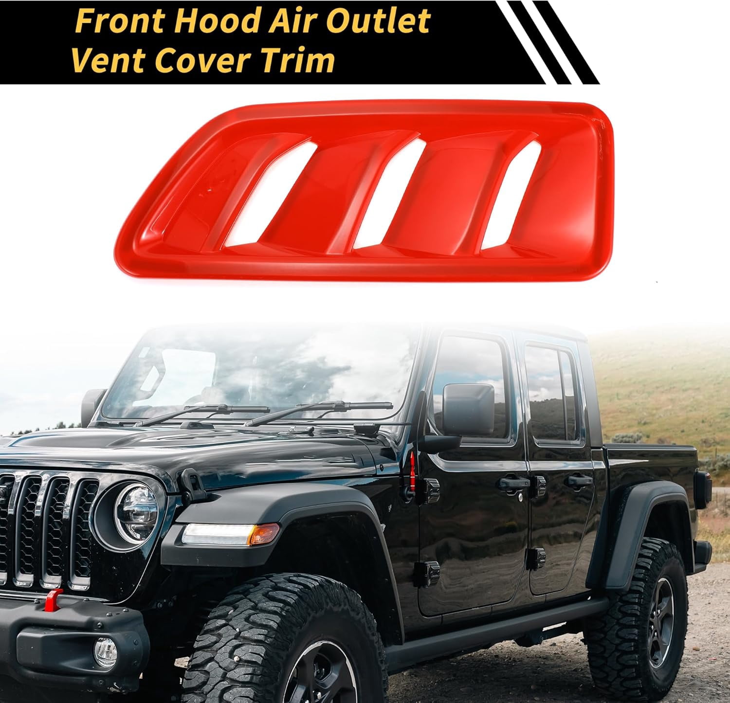 1 Pair Car Front Hood Air Outlet Vent Cover Trim for Jeep Wrangler JL JLU Gladiator 2018-2024 Hood Engine Bonnet Air Vent Outlet Cover Bezels ABS Red