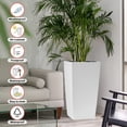 thumbnail image 4 of Fehomix 30 Inch Self-Watering Planters Outdoor Indoor, Large Tall Flower Pot with Drainage Holes & Water Level Gauge, Weather-Resistant Faux Rattan Planter for Patio Garden, Porch, Backyard, White, 4 of 8