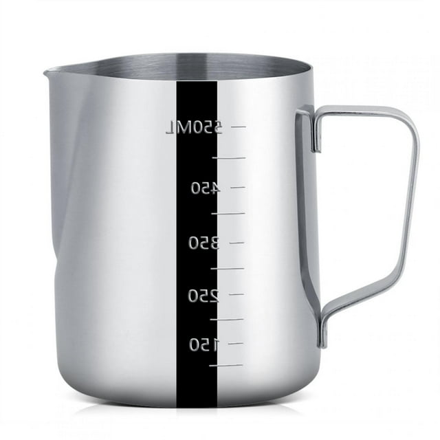Jarra para Espumar Leche de Acero inoxidable de 600 ml, Taza para Vaporizar Leche de Gran Capacidad con Medidas y Fácil de Usar, Para Leche, Café, etc.