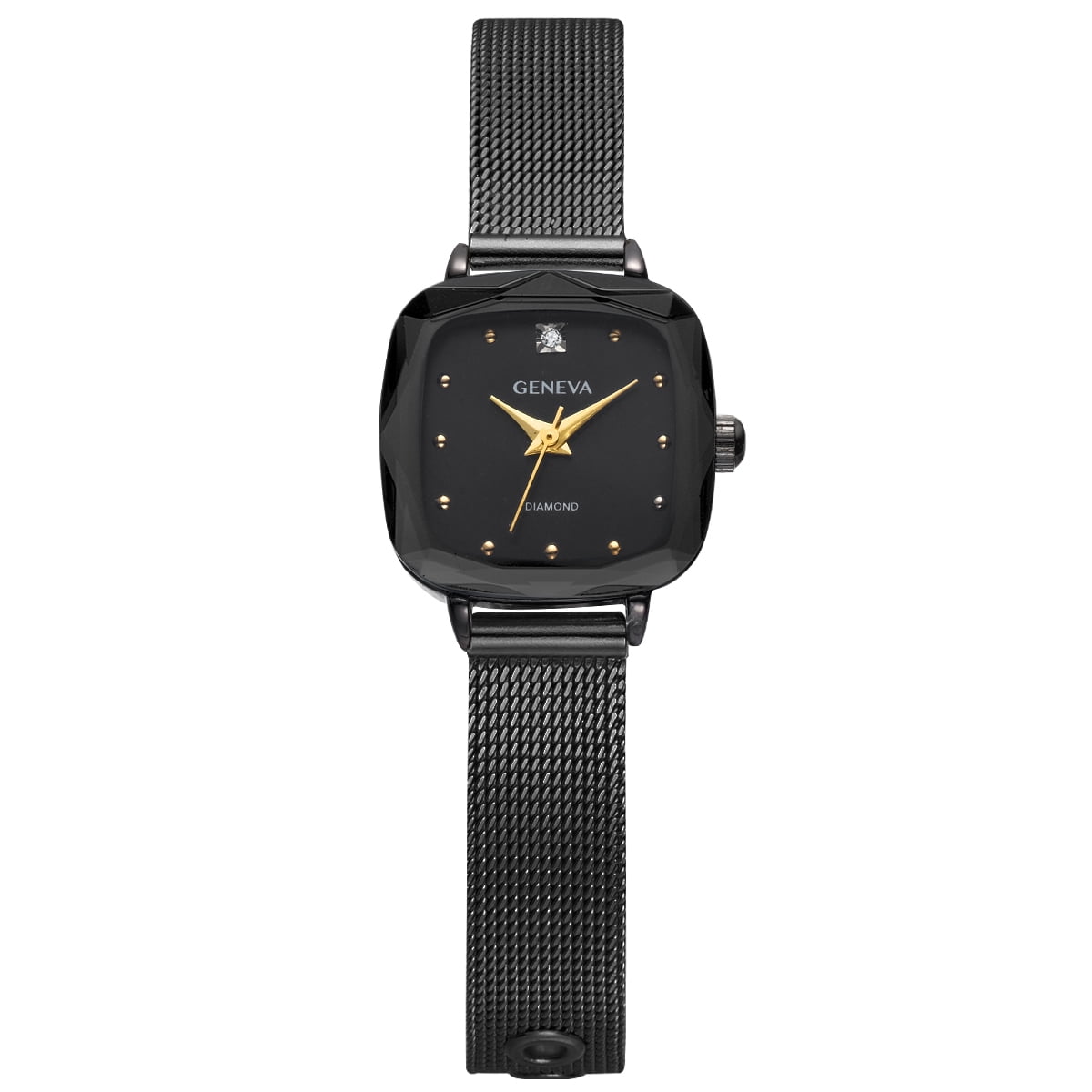Geneva Ladies Gold Tone 22mm Genuine Diamond Faceted Bezel Smooth Geneva Ladies Gold Tone 22mm Genuine Diamond Faceted Bezel Smooth