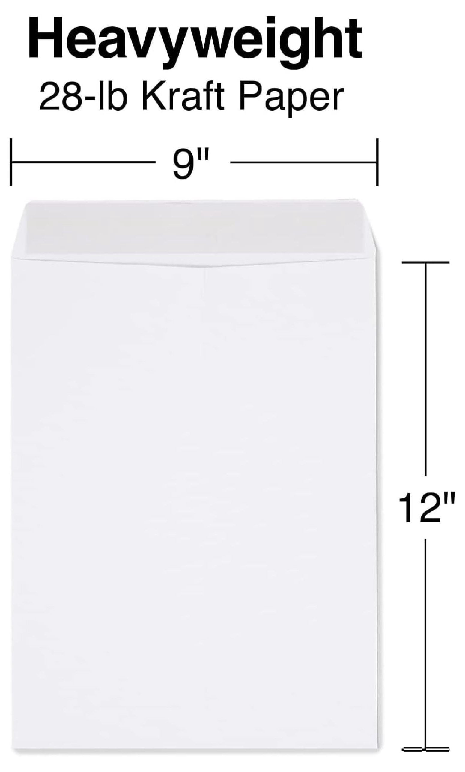 9x12 Catalog Envelopes White - 100 Pack Mailing Envelopes with Peel and Seal Closure, Secure Document Envelopes for Office and Business Mailings