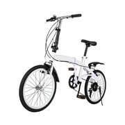 Wuzstar 20" 6 Speeds Folding Bike, Double v-Brake Carbon Steel Bicycles for Adult Camping Height Adjustable