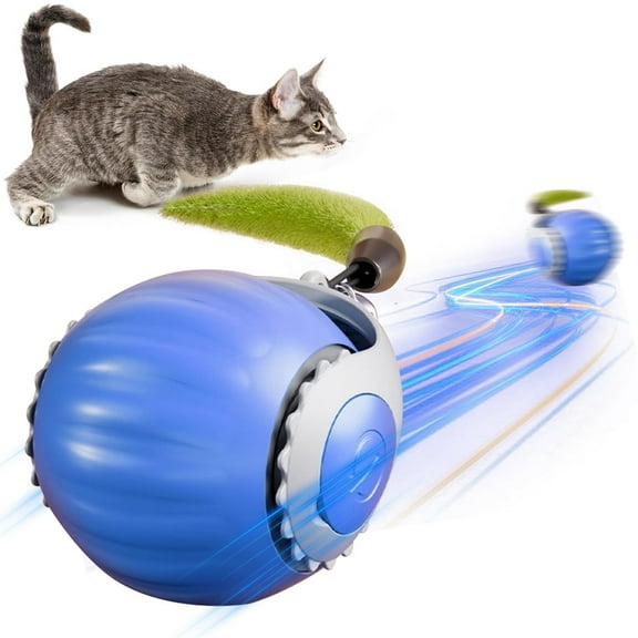 Electric Interactive Cat Toy Ball, Indoor Cat Play Ball, Speed Adjustable, Suitable for Cats, Dogs, Blue