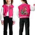 thumbnail image 4 of Staki Children's Letter Jacket Kids Baseball Jackets Casual Jacket Christmas Bomber Jackets(Hot Pink,3-4 Years), 4 of 7