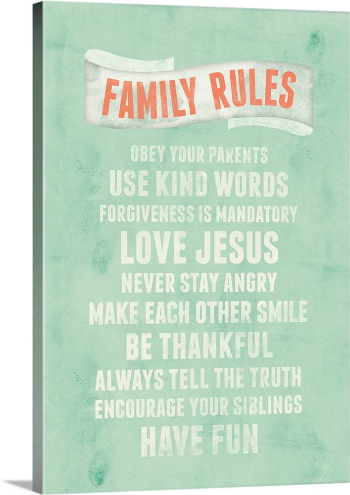 Great BIG Canvas "Be Thankful Family Rules" Canvas Wall Art 24x36