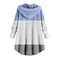 thumbnail image 4 of UAMVSH Fuzzy Sherpa Hoodie Jackets for Women Color Block Warm Winter Plush Fleece Long Sleeve Button down Hooded Sweatshirts(X-Large,Blue 1), 4 of 4