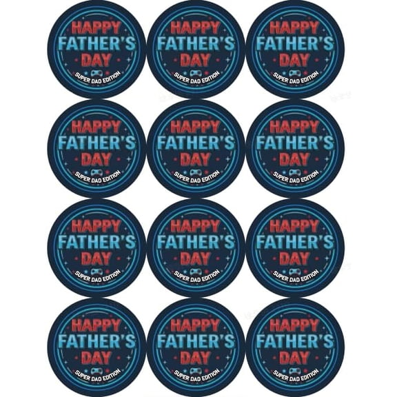 WaaHome 72Pcs Fathers Day Stickers - 1.5'' Waterproof Blue Happy Father's Day Labels Gift Tags for Envelope Seal Cards Boxes Presents Gift Wrap Self-Adhesive Super Dad Sticker for Party Favors Decor