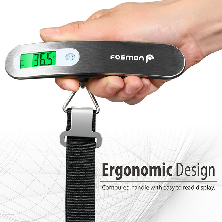 Fosmon Digital Luggage Scale, 110 lb Digital with Temperature Sensor Hanging Travel Scale
