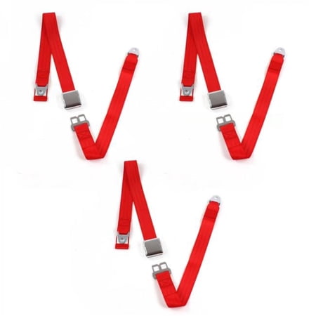 SafeTBoy Airplane 2 Point Red Lap Bench Seat Belt Kit for Ford Thunderbird 1977-1979 - 3 Belts