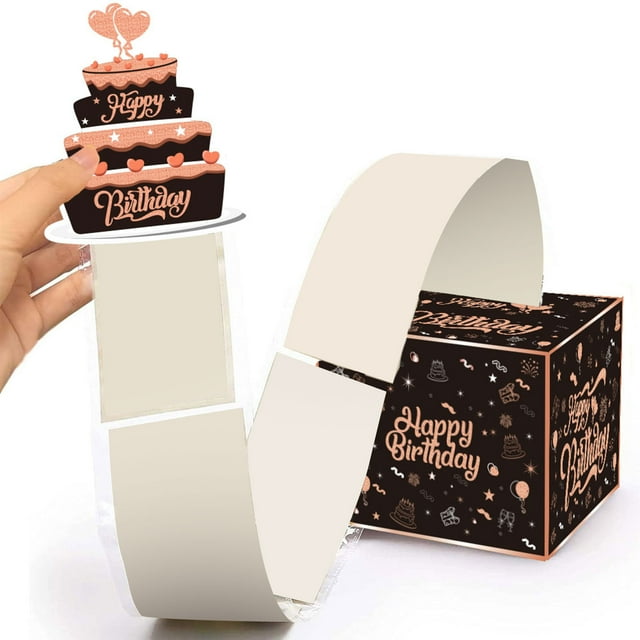 Weloille Happy Birthday Day Money Box for Cash Gift Pull,Money Gift Boxes for Cash,Money Box for Cash Gift Black Money Holder for Cash with Pull Out Card DIY Set