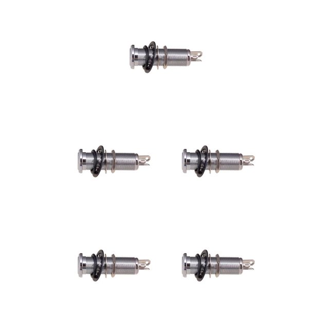 paramount Professional Stereo Output Wear-resistant 1/4 Inch Input Tube Style Socket Plug Electric Guitar Accessories Parts Sliver 5Set