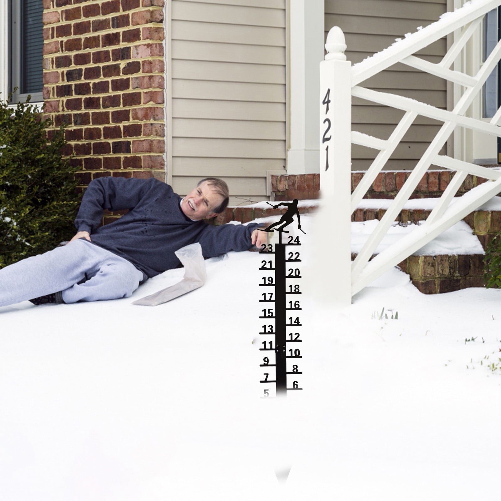 Clearance Sale!Snow Garden Metal Snow Ruler Snow Measuring Ornaments Measuring Instrument Snowmobile Outdoor Snowflake Measuring Instrument Home Decor, Measuring Ruler