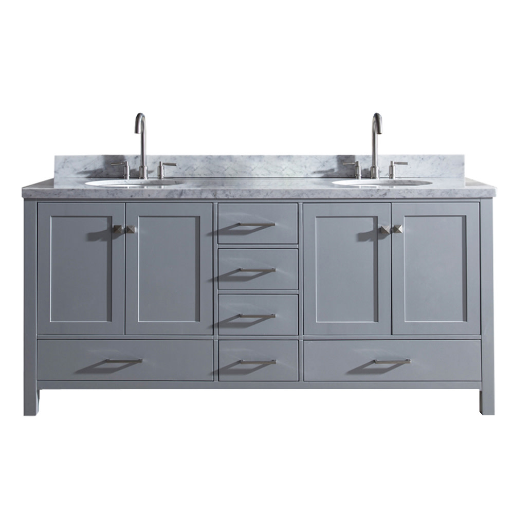 Ariel Cambridge 73 In Bath Vanity In Gray With Marble Vanity Top In Carrara White With White Basins Walmartcom Walmartcom