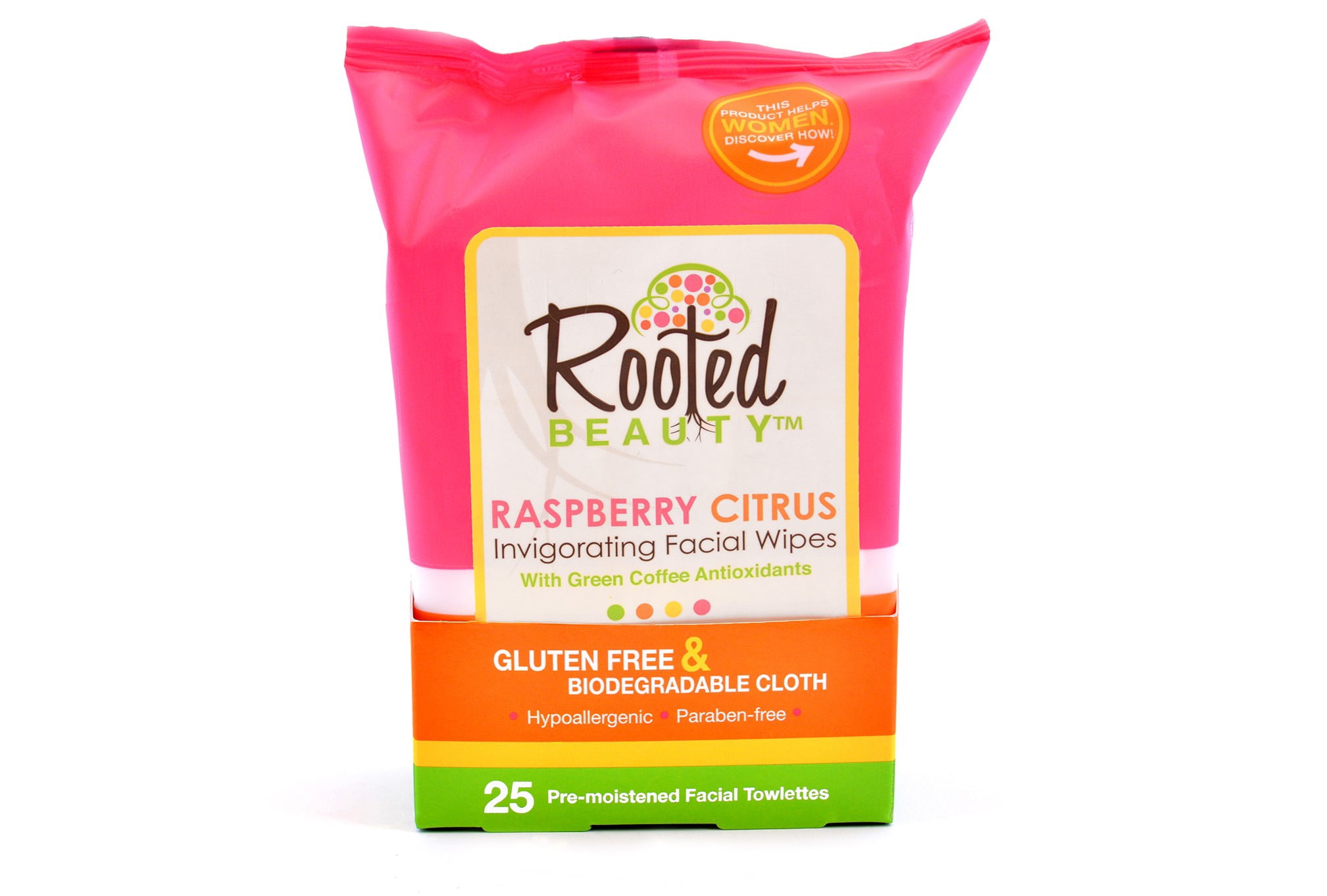 Rooted Beauty Facial Wipes, Green Coffee, 25 Ct